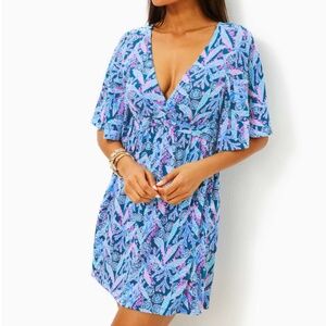 NWT LILLY PULITZER Minka Skirted Romper - Barton Blue Star Gazing SIZE S